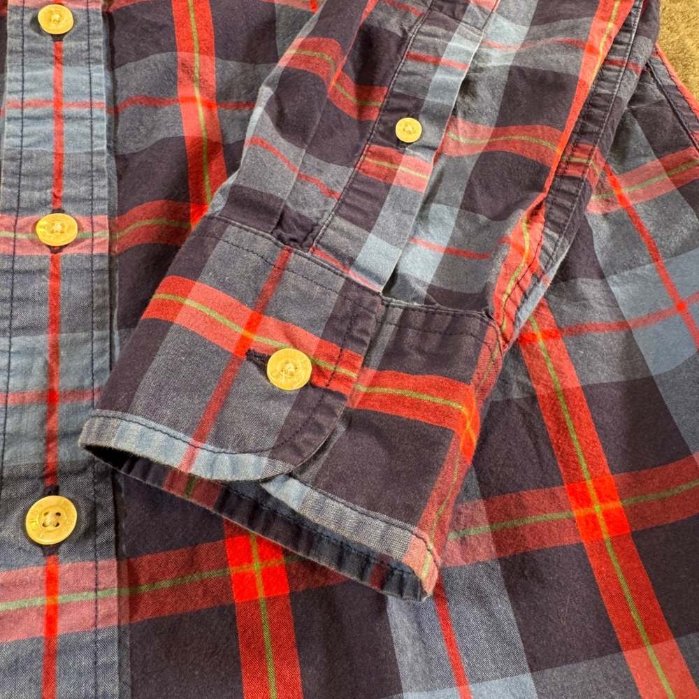 J.Crew Mens Medium Button Down Blue Red Plaid Shirt Slim Fit Long Sleeve Cotton - Picture 3 of 7